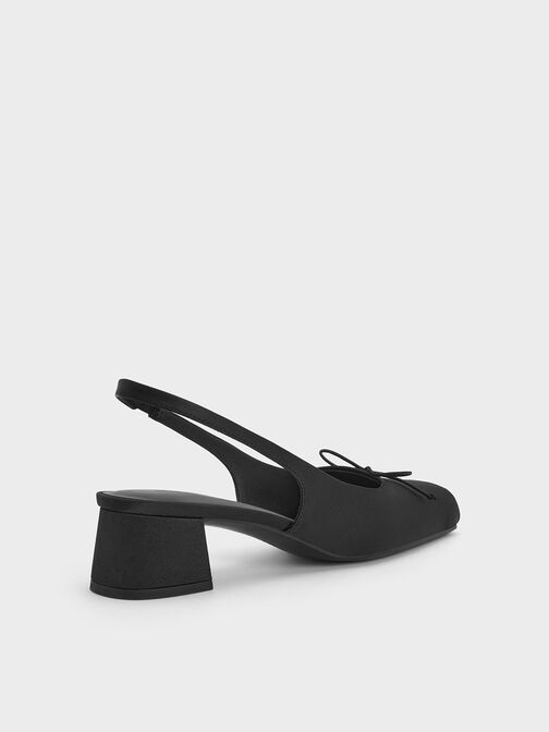 Sadira Satin Slingback Pumps, Black Textured, hi-res