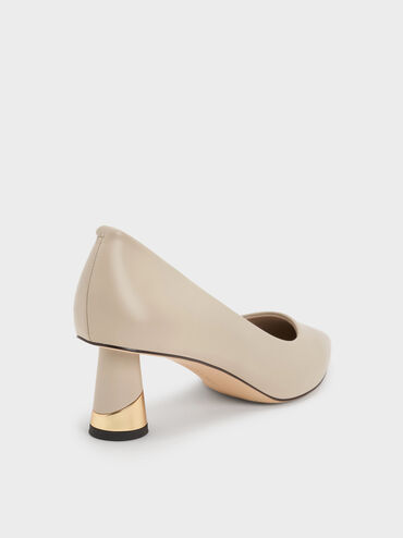 Cammie Metallic-Heel Pumps, Chalk, hi-res