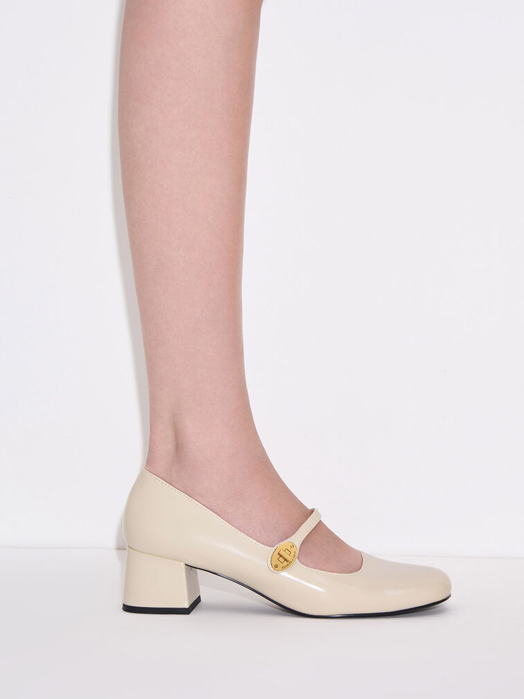Hettie Patent Mary Jane Pumps, Chalk, hi-res