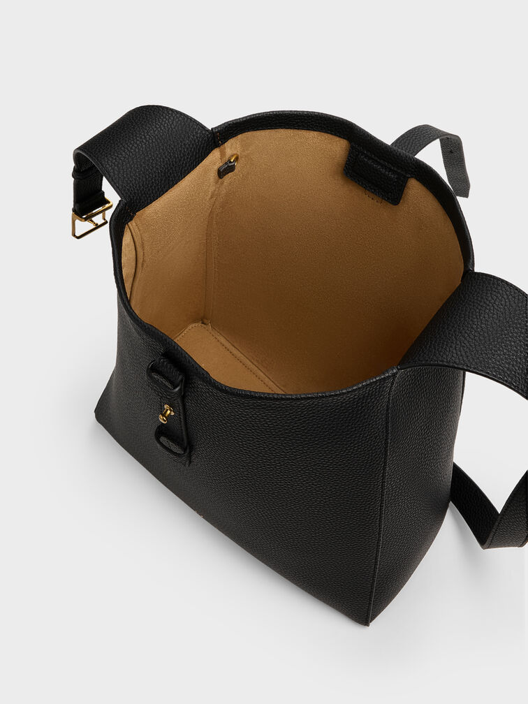Beryl Belted Hobo Bag, Black, hi-res