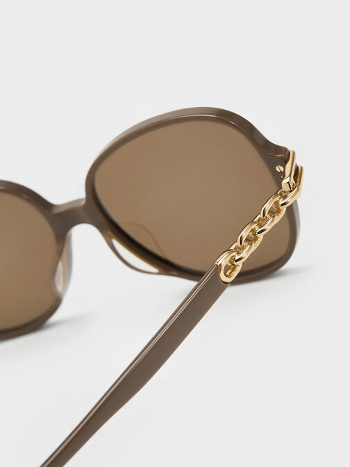 Delaney Chain-Link Butterfly Sunglasses, Chestnut Brown, hi-res