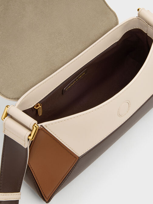 Nasrin Geometric Shoulder Bag, Multi Brown, hi-res