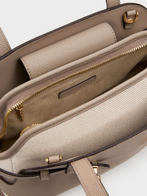 Aubrielle Belted Shoulder Bag, Taupe, hi-res