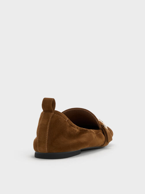 لوفرز كودي شامواه مزين بمشبك معدني ومزموم, بني, hi-res