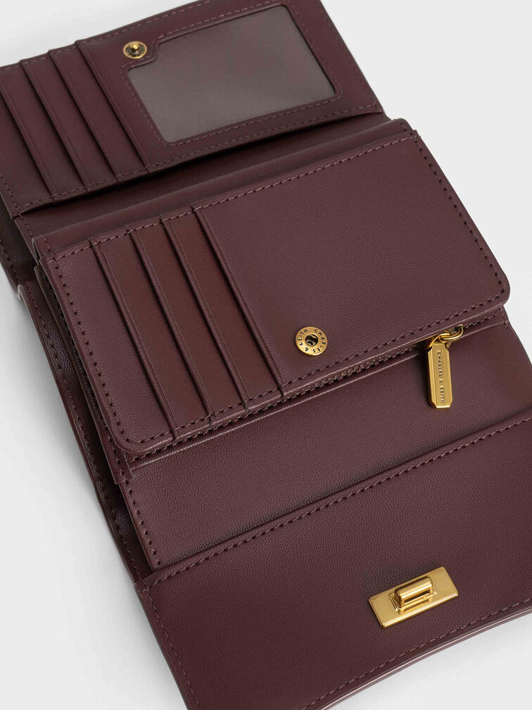 Huxley Metallic-Knot Wallet, Dark Chocolate, hi-res