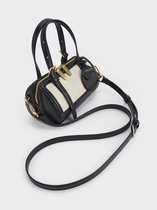 حقيبة بولينج إنولا بقماش ثنائي اللون, أسود, hi-res