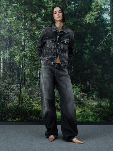 Crystal-Buckle Pointed-Toe Kitten-Heel Mules, Nude, hi-res