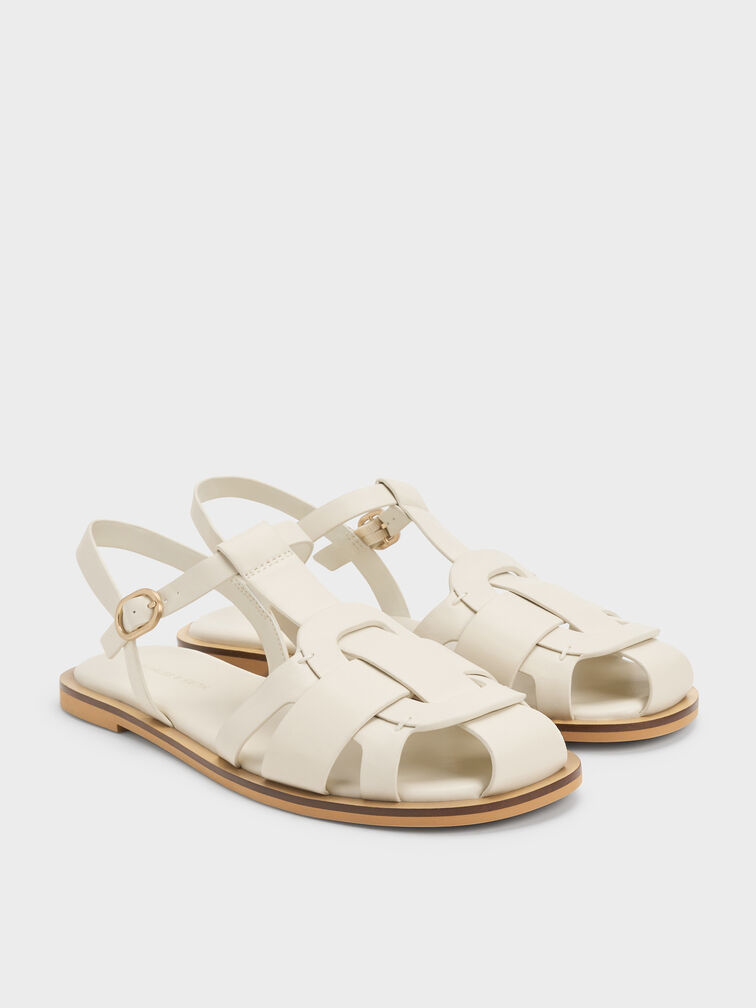 Easley T-Bar Caged Sandals, Chalk, hi-res