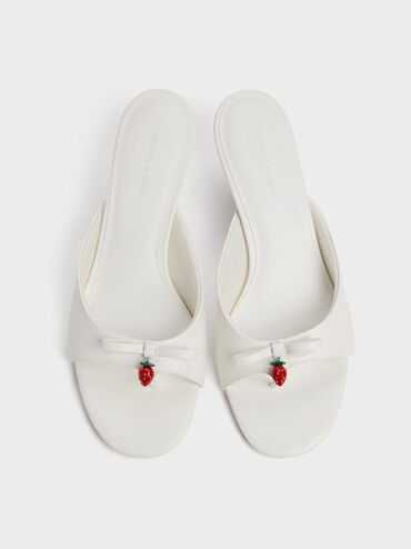 Sonali Strawberry-Bow Heeled Thong Sandals, White, hi-res