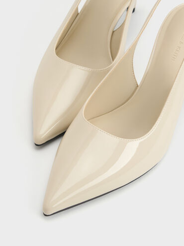 Kaia Patent Slingback Pumps, Chalk, hi-res