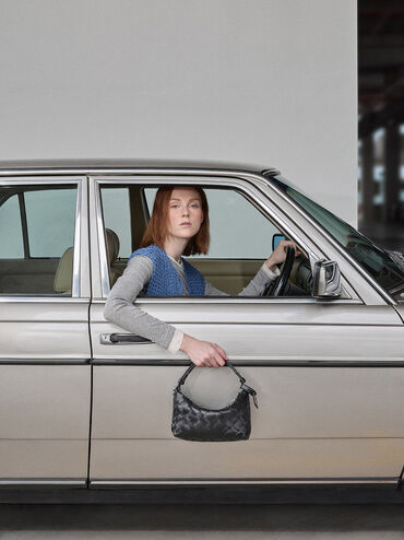 Ivette Woven Shoulder Bag, Noir, hi-res