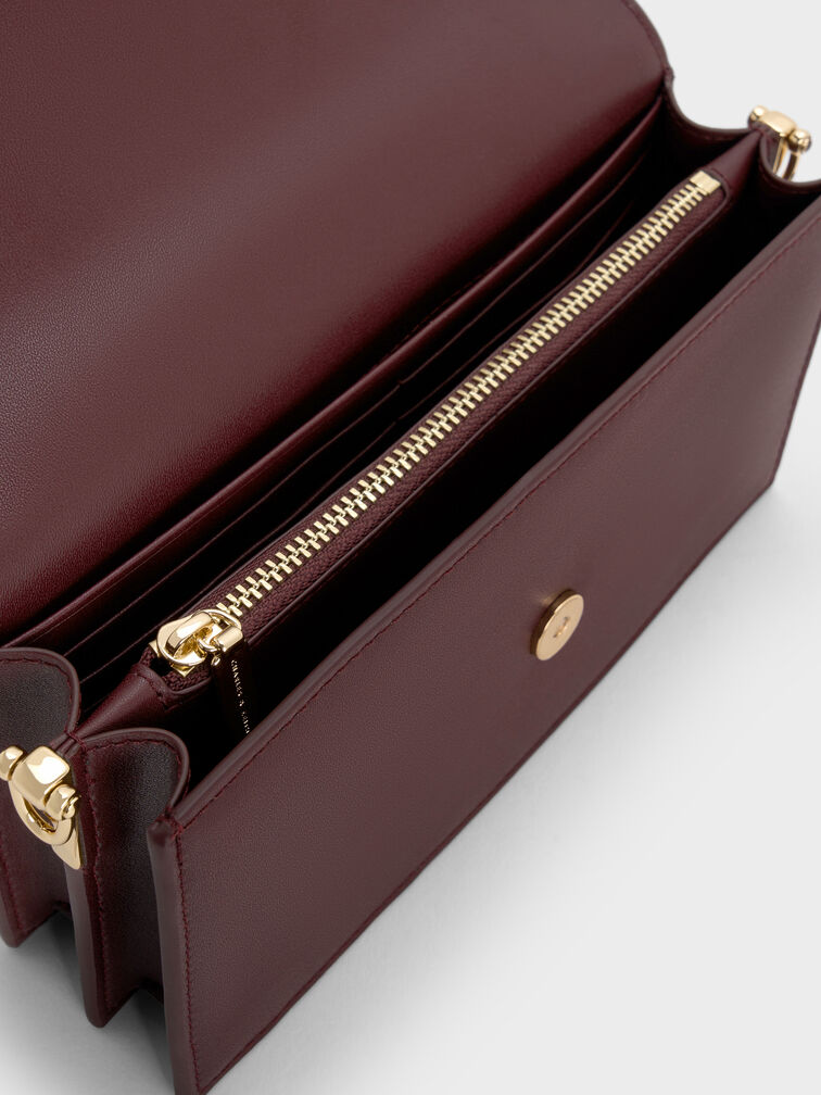 Kristine Sculptural-Handle Long Wallet, Wineberry Red, hi-res
