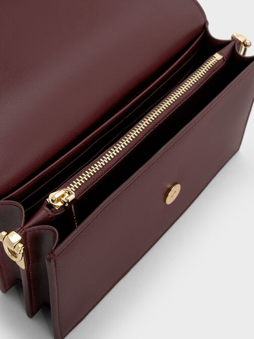 Kristine Sculptural-Handle Long Wallet, Wineberry Red, hi-res