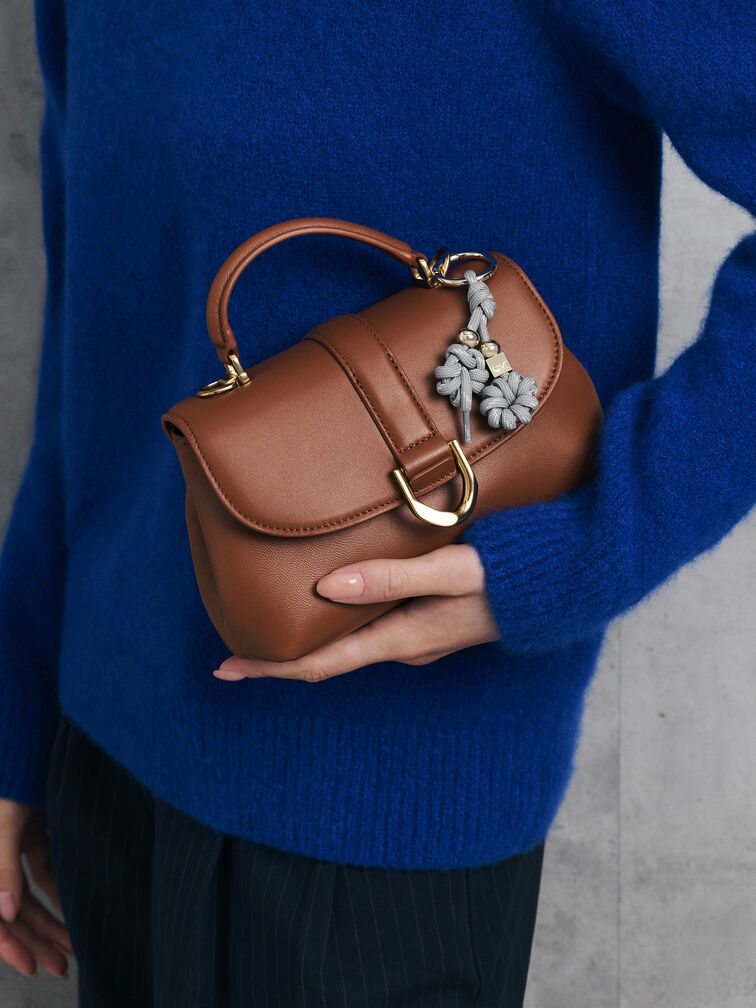 حقيبة غابيني من الجلد بمقبض علوي, شوكولاتي, hi-res