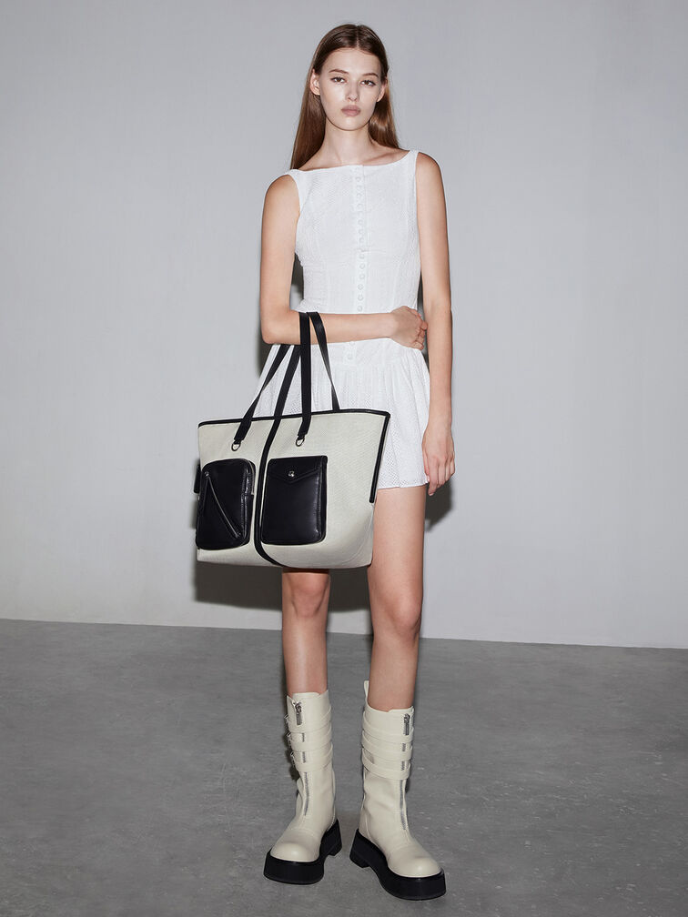 حقيبة توت ثورا من القماش بجيوب متعددة, متعدد الألوان, hi-res