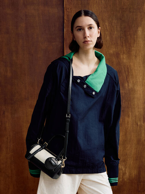 حقيبة بولينج إنولا بقماش ثنائي اللون, أسود, hi-res