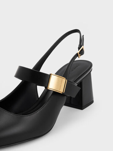 Yvette Mary Jane Slingback Pumps, Black, hi-res