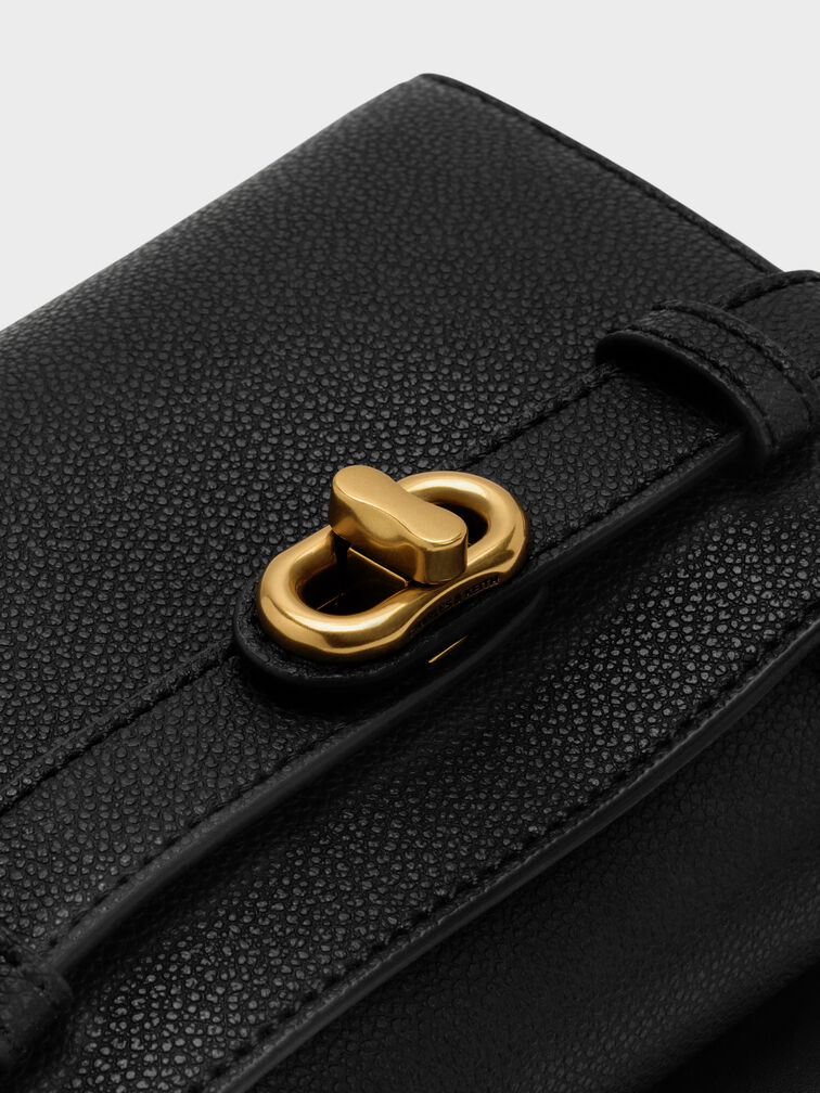 Aubrielle Belted Top Handle Bag, Black, hi-res