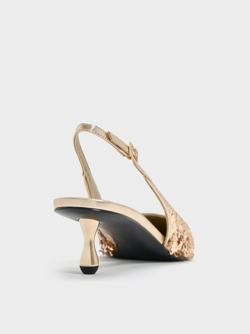 أحذية روثي سلينغ باك بكعب (بامبس) مزينة بالترتر, ذهبي, hi-res