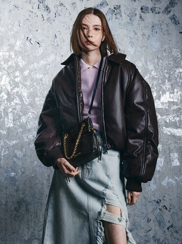 حقيبة كروس بودي بحمالة ضفيرة, أسود, hi-res