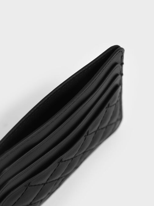 Cleo Quilted Card Holder, Black, hi-res