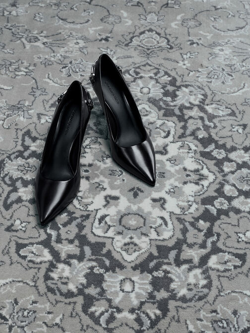 Erinna Metallic-Accent Pointed Pumps, Black Boxed, hi-res