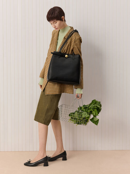 حقيبة حمل بحزام من بين, أسود, hi-res