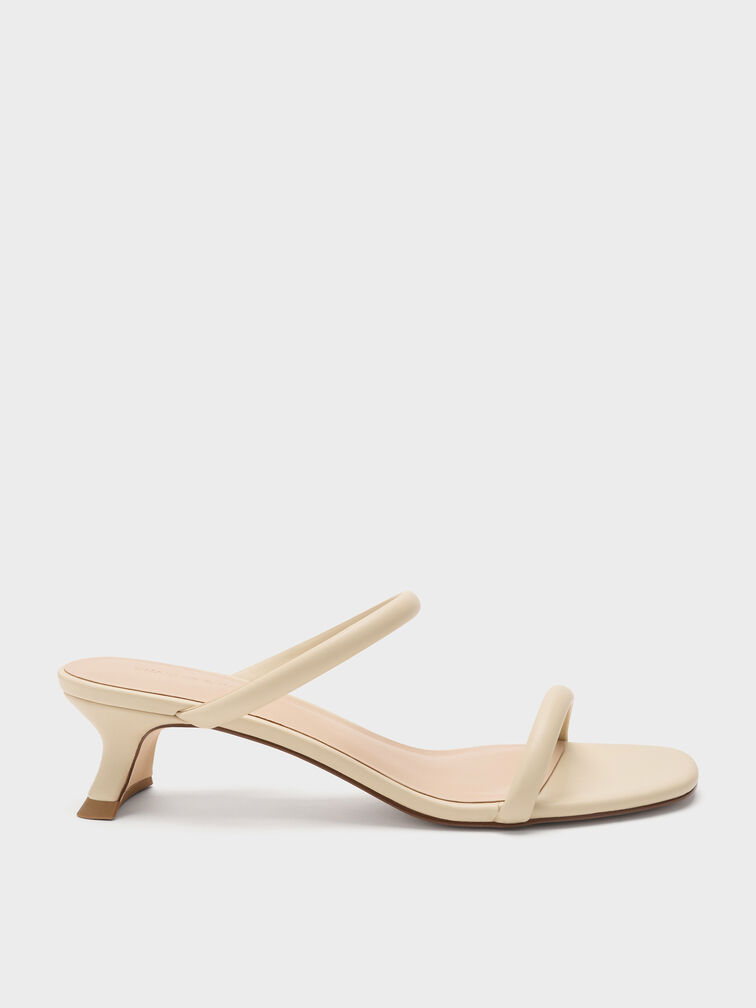 Double-Strap Slant-Heel Mules, Beige, hi-res