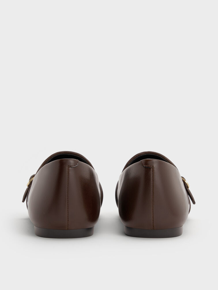 Woven Buckle-Strap Loafers, Dark Brown, hi-res