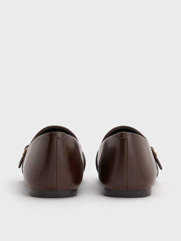 Woven Buckle-Strap Loafers, Dark Brown, hi-res