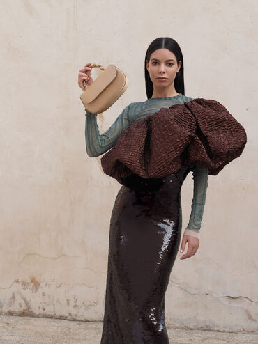 Eilian Braided Top Handle Bag, Champagne, hi-res