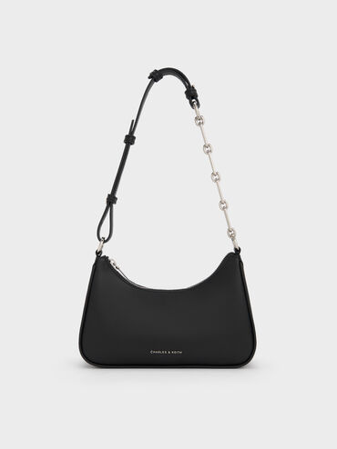 Lane Chain-Strap Shoulder Bag, Noir, hi-res