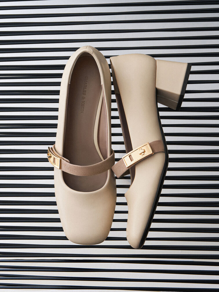 Lando Two-Tone Mary Jane Pumps, Chalk, hi-res