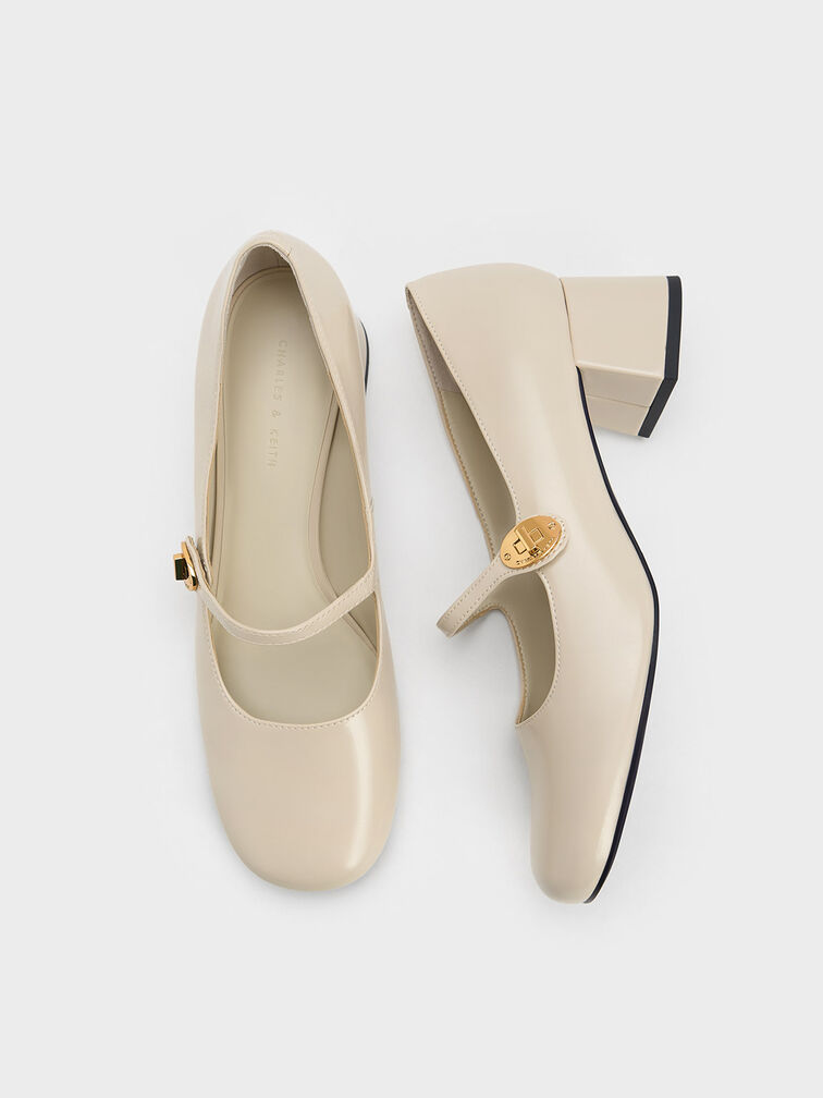 Hettie Patent Mary Jane Pumps, Chalk, hi-res