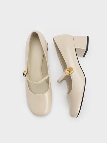 Hettie Patent Mary Jane Pumps, Chalk, hi-res