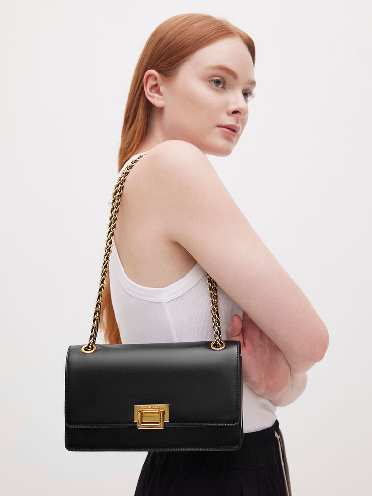 Everline Braided-Strap Shoulder Bag, Black, hi-res
