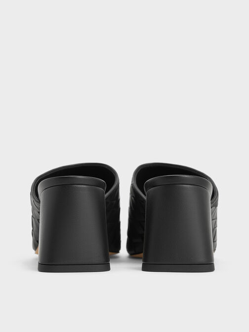 حذاء ميول إيفيت بكعب عالٍ وتصميم منسوج ومقدمة مربعة, أسود, hi-res