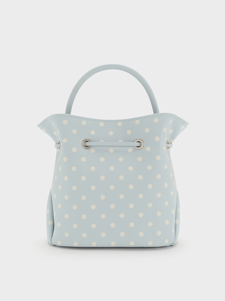 Hazel Polka-Dot Bow Bucket Bag, Sea Salt Blue, hi-res