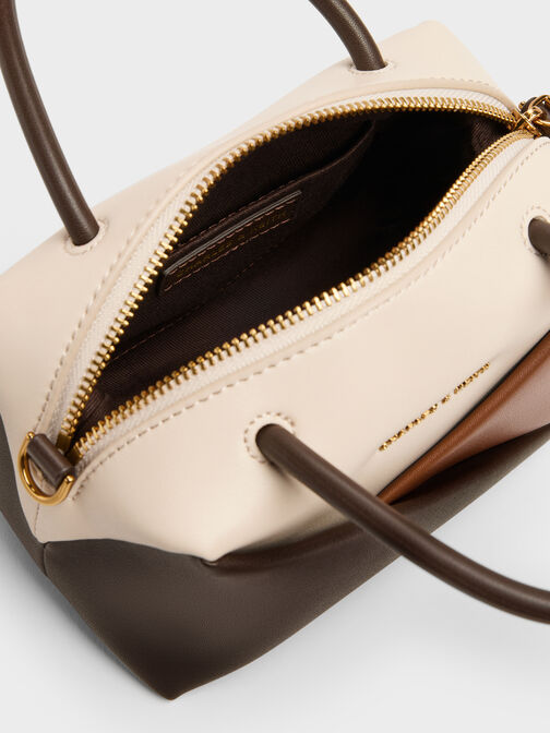 Midori Geometric Bowling Bag, Multi Brown, hi-res