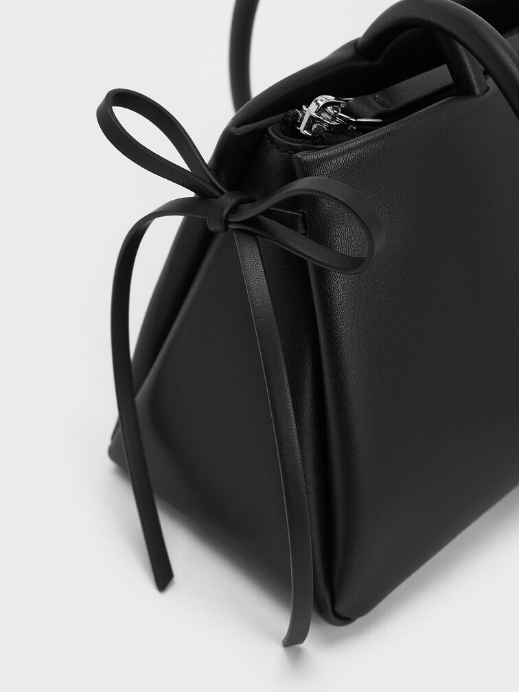 حقيبة كتف بفيونكة, أسود كلاسيكي, hi-res