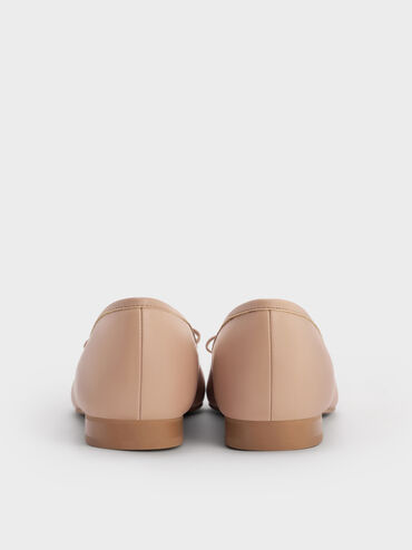 Bow Pointed Ballet Flats, Nude, hi-res