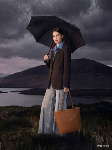 Midori Geometric Tote Bag, Chocolate, hi-res