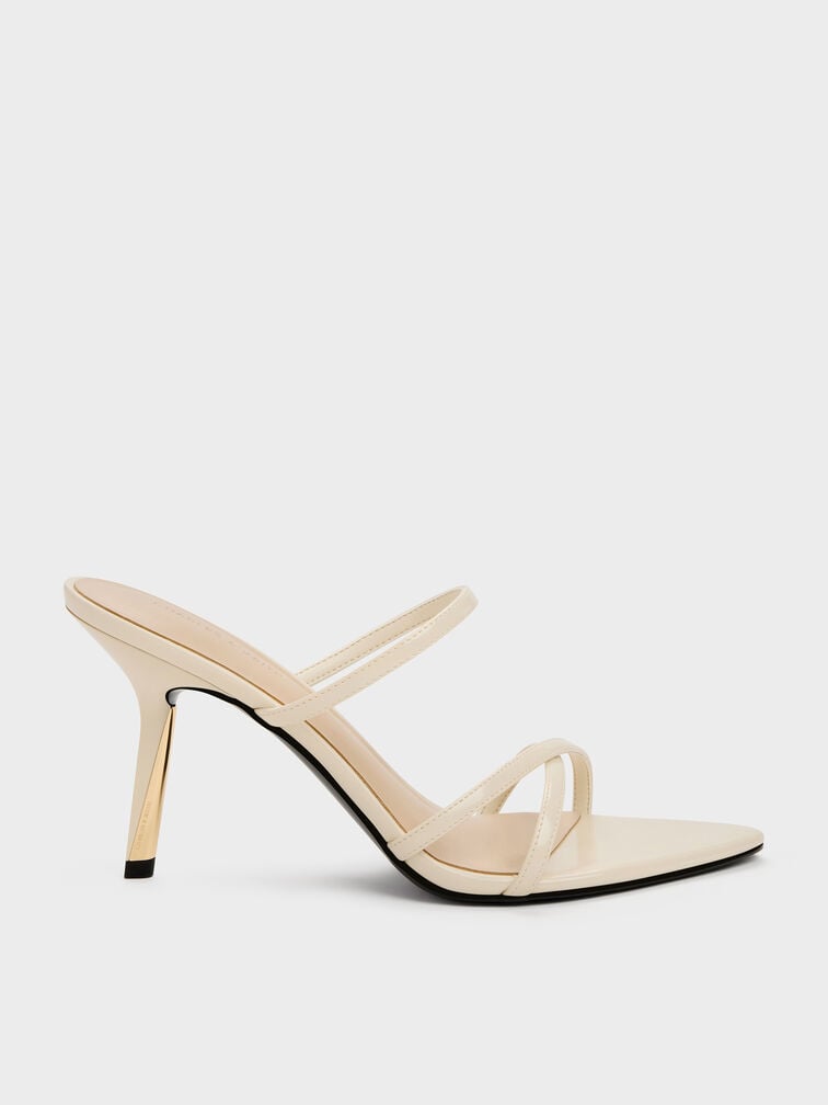 Taylen Strappy Heeled Mules, Beige, hi-res