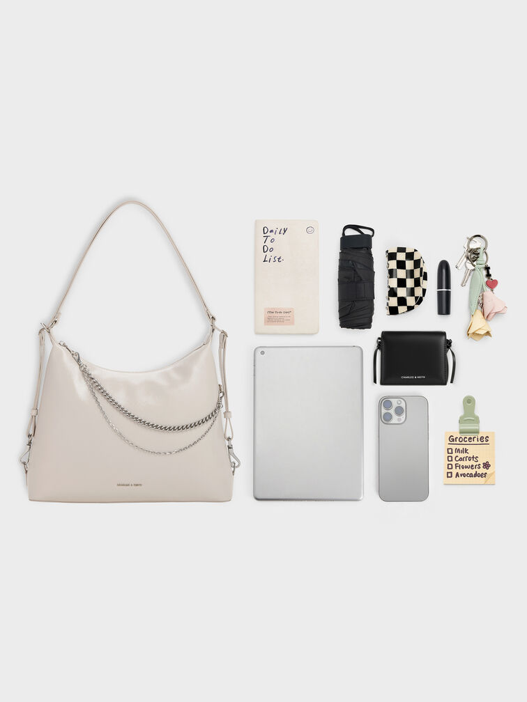 Atwood Chain Convertible Hobo Bag, Shell Grey, hi-res