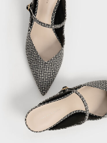 Cammie Metallic Sculptural Heel Tweed Mules, Multi, hi-res
