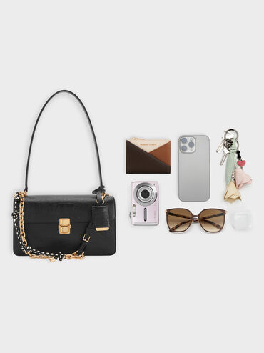 Acelynn Rope-Chain Shoulder Bag, Black, hi-res