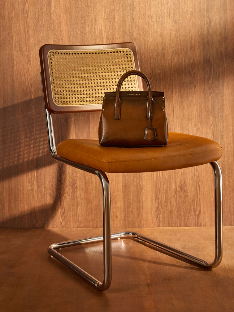 Rene Structured Top Handle Bag, Tan, hi-res