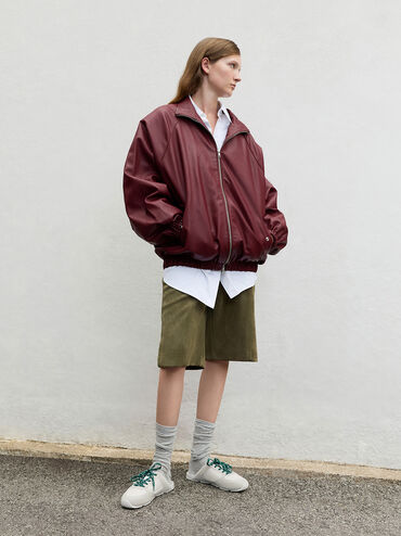 حذاء رياضي بتصميم سهل الارتداء من الدانتيل بتصميم شبكي مزخرف بأربطة منقوشة, أبيض, hi-res