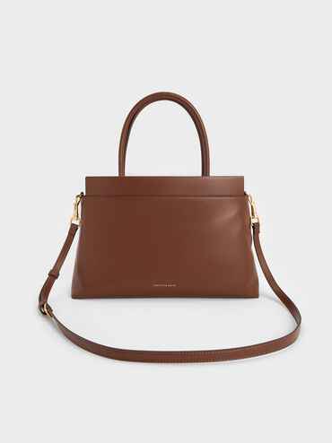 Lennie Top Handle Satchel Bag, Dark Brown, hi-res