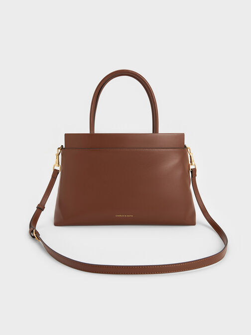 Lennie Top Handle Satchel Bag, Dark Brown, hi-res